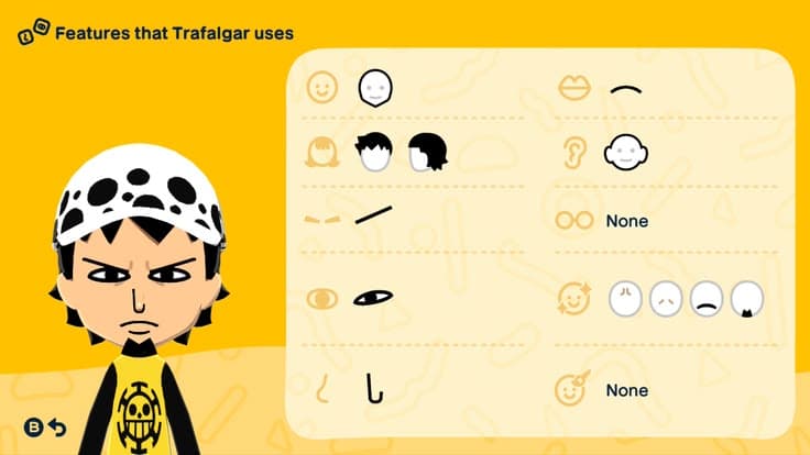 Trafalgar D. Law Mii features guide