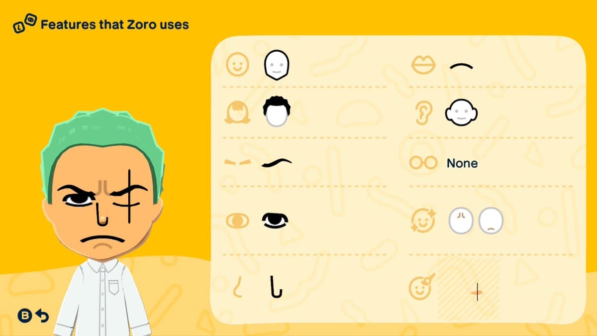 Roronoa Zoro Mii features guide