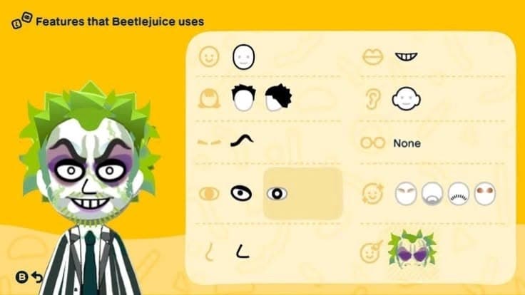 Beetlejuice Mii features guide